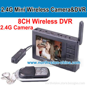 8CH 2.4G Wireless Camera Receiver DVR, with One 2.4G Micro Camera, Support 32GB, 640*480, 2.5inch TFT Screen